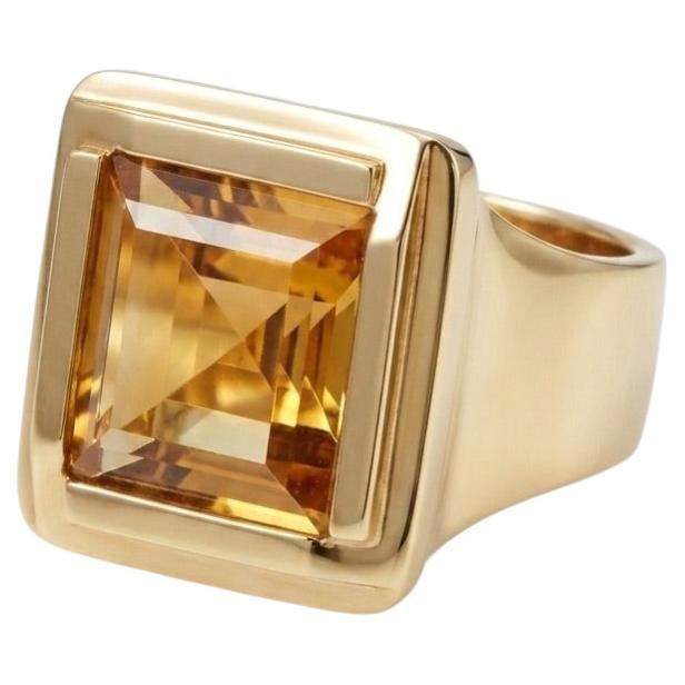Large Geometric Citrine Ring in 18K Yellow Gold