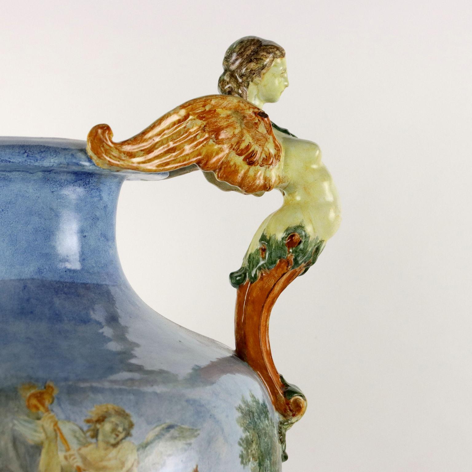 Gran ánfora en Maiolica Fabricación Castelli Italia Principios del siglo XX Otro en venta