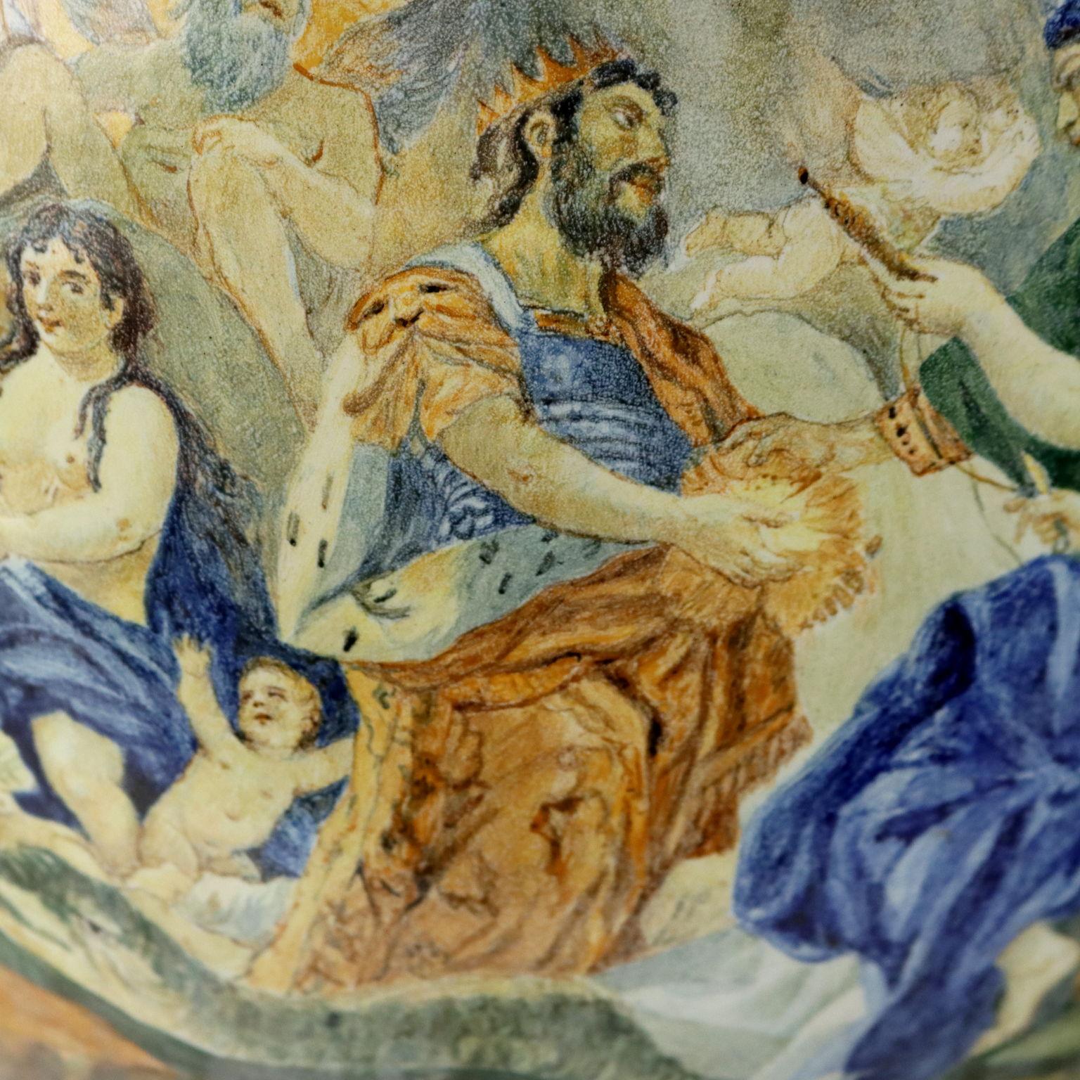 Gran ánfora en Maiolica Fabricación Castelli Italia Principios del siglo XX Italiano en venta