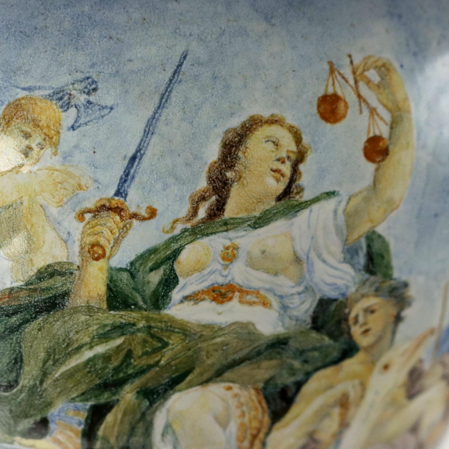 Gran ánfora en Maiolica Fabricación Castelli Italia Principios del siglo XX en venta 3