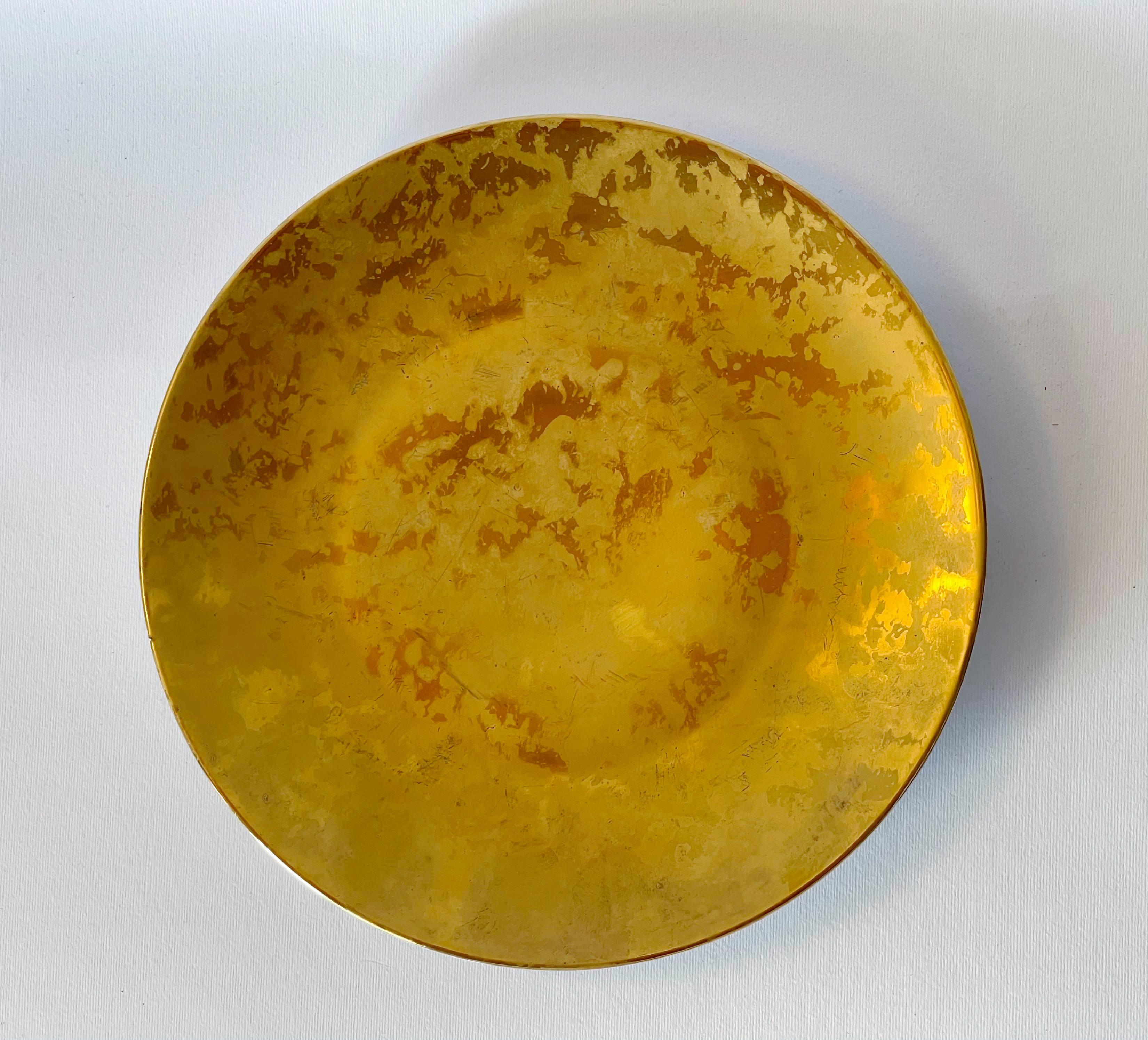 Mid-Century Modern FORNASETTI Grande Antico Gold Cocktail Plate by Fornasetti For Sale