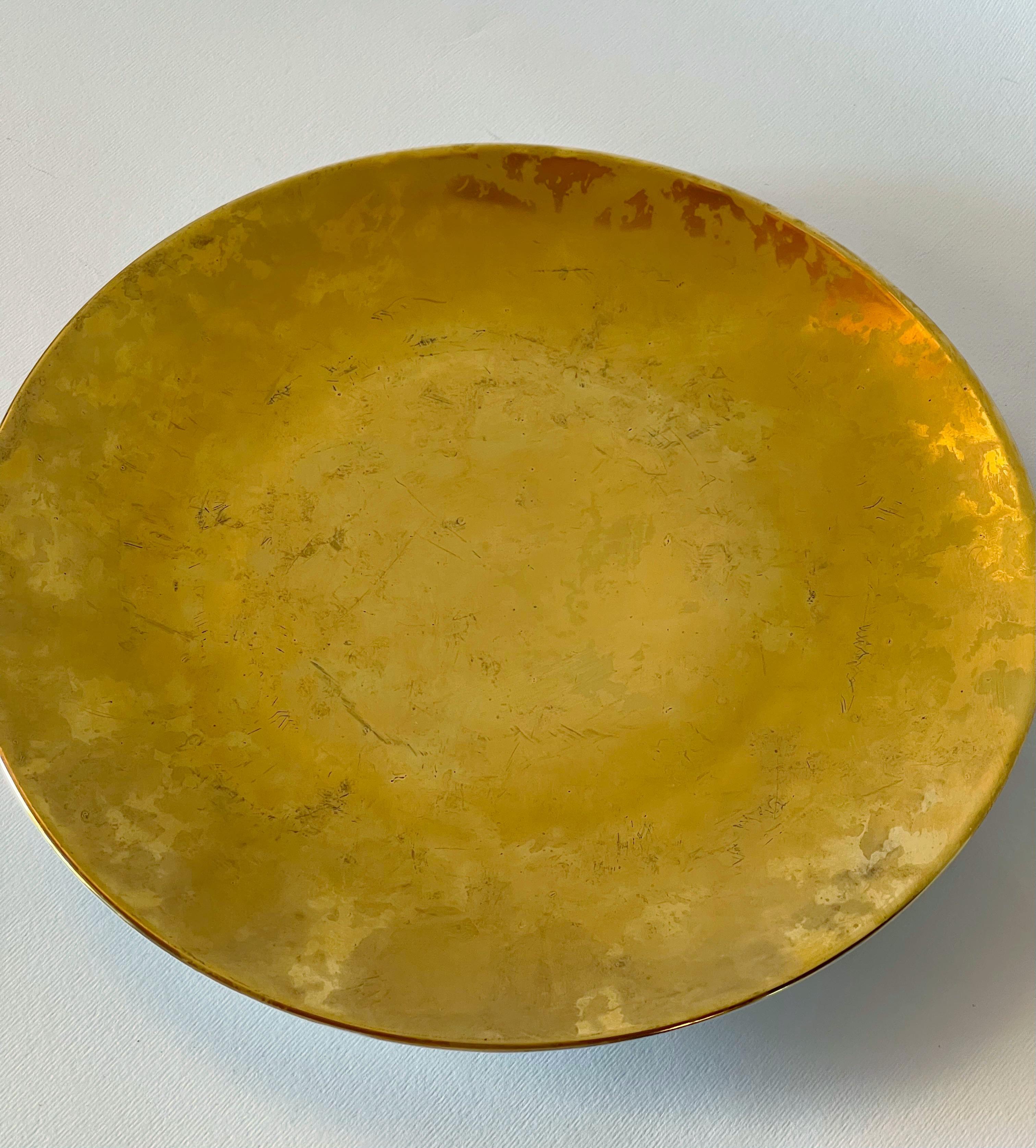 Italian FORNASETTI Grande Antico Gold Cocktail Plate by Fornasetti For Sale