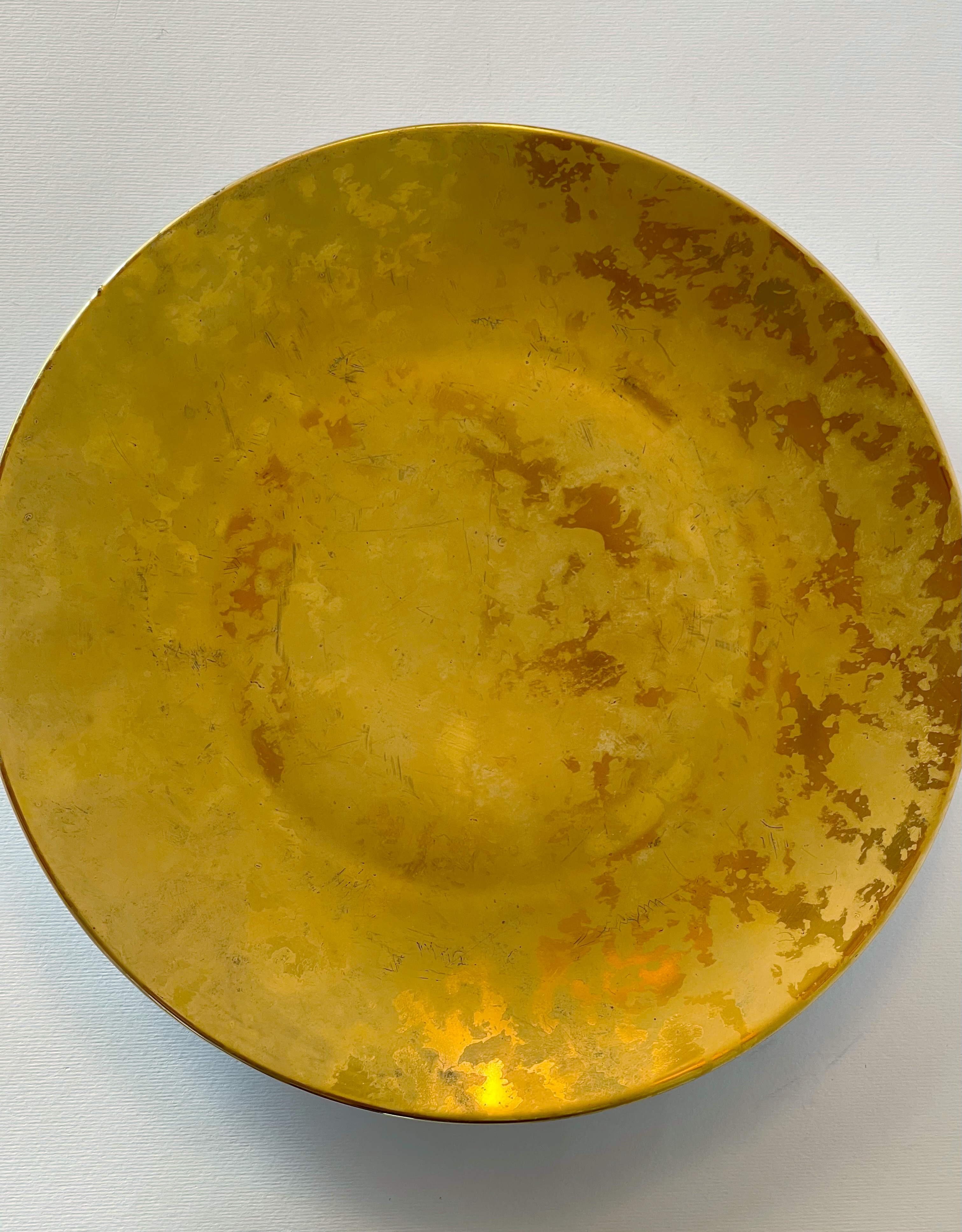 FORNASETTI Grande Antico Gold Cocktail Plate by Fornasetti In Good Condition For Sale In Los Angeles, CA