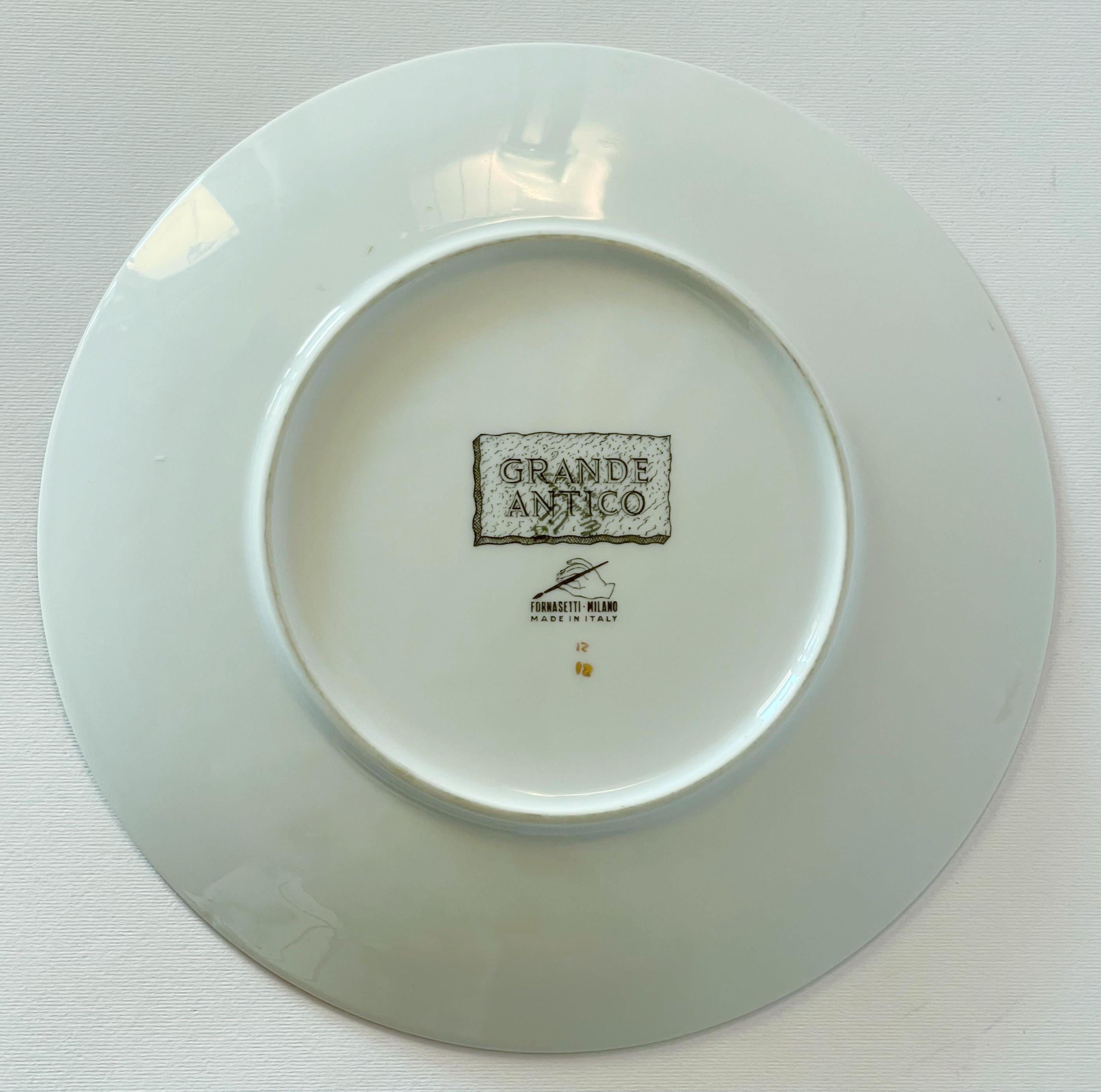 Porcelain FORNASETTI Grande Antico Gold Cocktail Plate by Fornasetti For Sale
