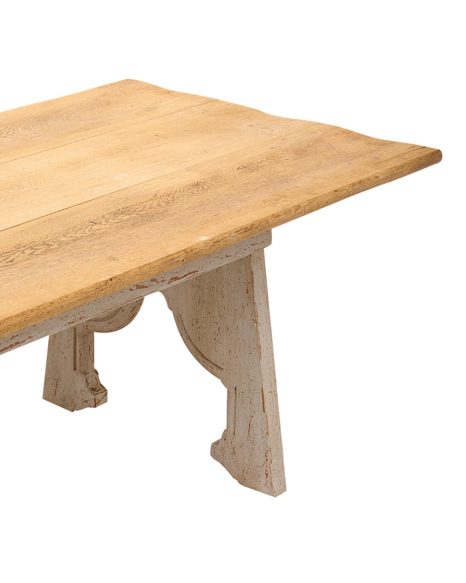 Wood Grande Antique French Farm Table For Sale