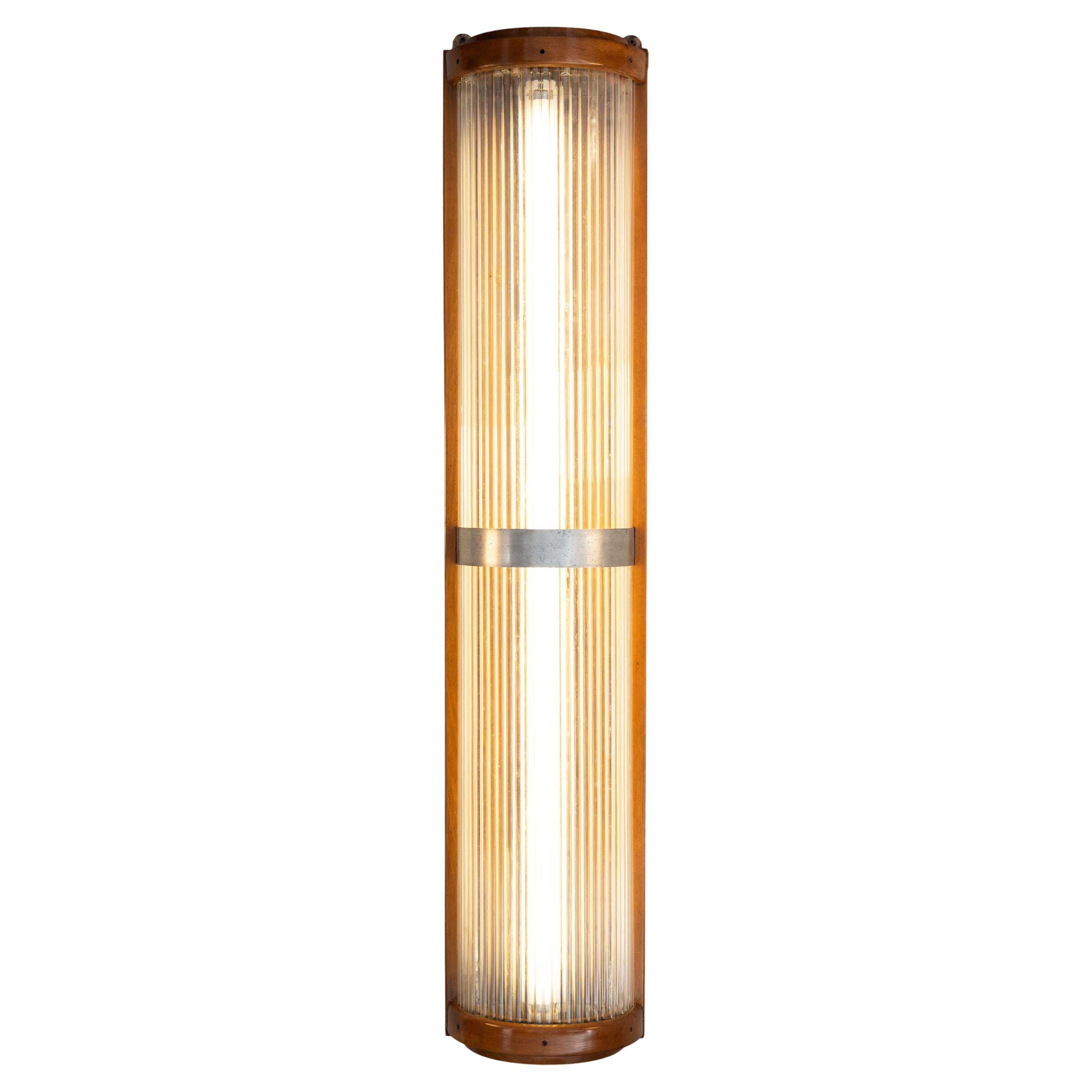 Large Art Deco wall sconce, glass reeds, 1930s