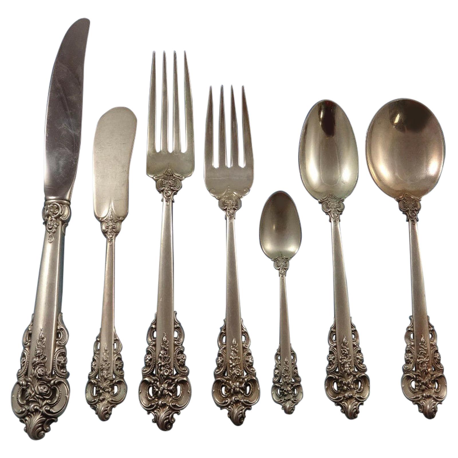 Grande Baroque by Wallace Sterling Silver Flatware Set for 12 Service 96 Pieces
