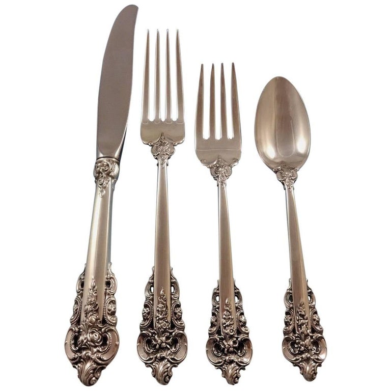 Grande Baroque by Wallace Sterling Silver Flatware Set For 8 Service 36 Pieces For Sale