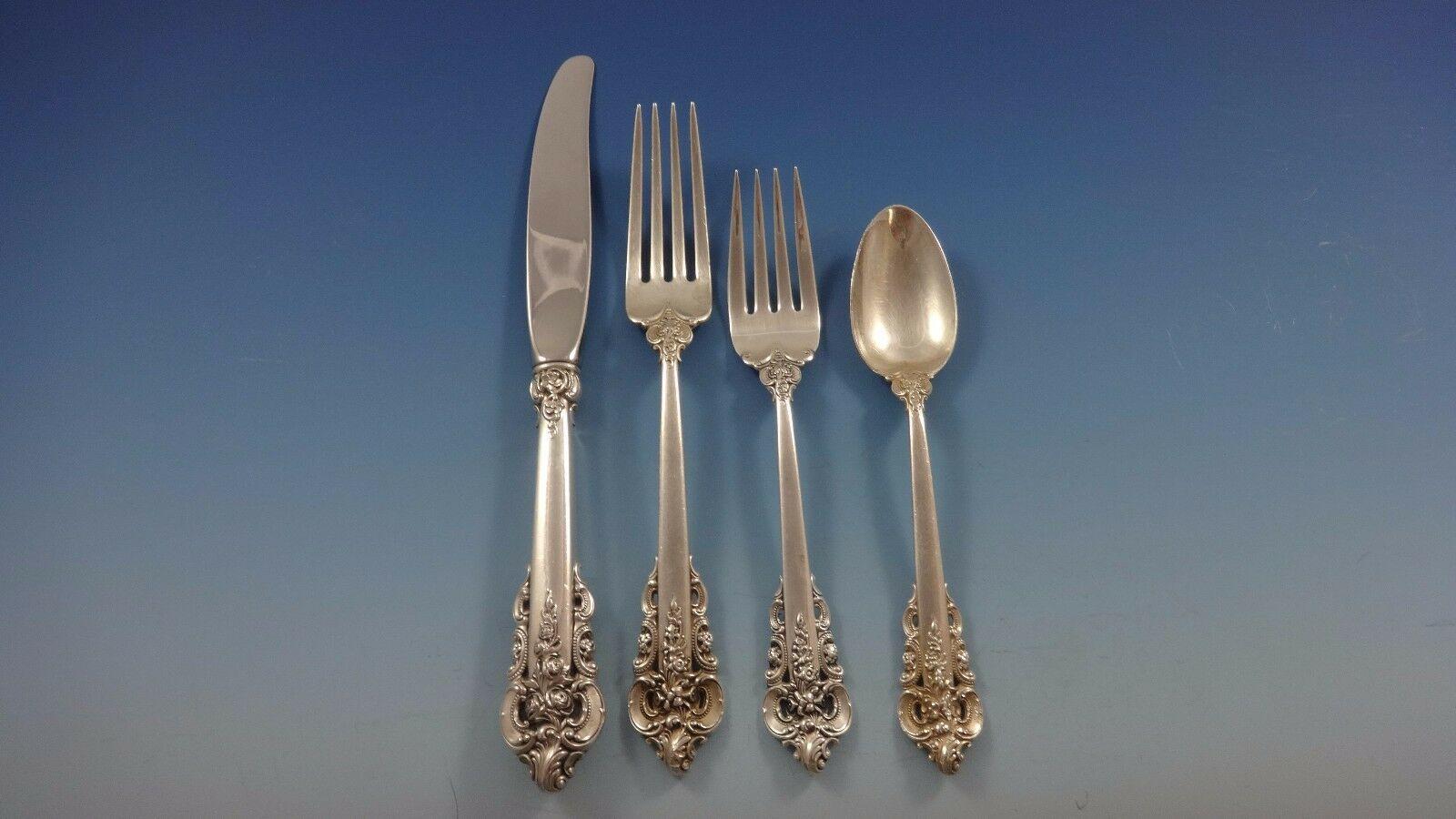 Grande Baroque by Wallace Sterling Silver Flatware Set for 8 Service 59 Pieces In Excellent Condition In Big Bend, WI
