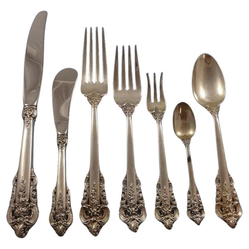 Grande Baroque by Wallace Sterling Silver Flatware Set for 8 Service 59 Pieces For Sale