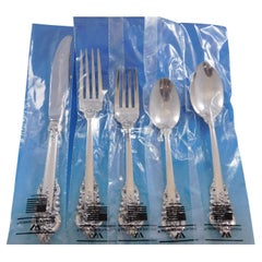 Grande Baroque by Wallace Sterling Silver Flatware Set Service 46 Pieces New