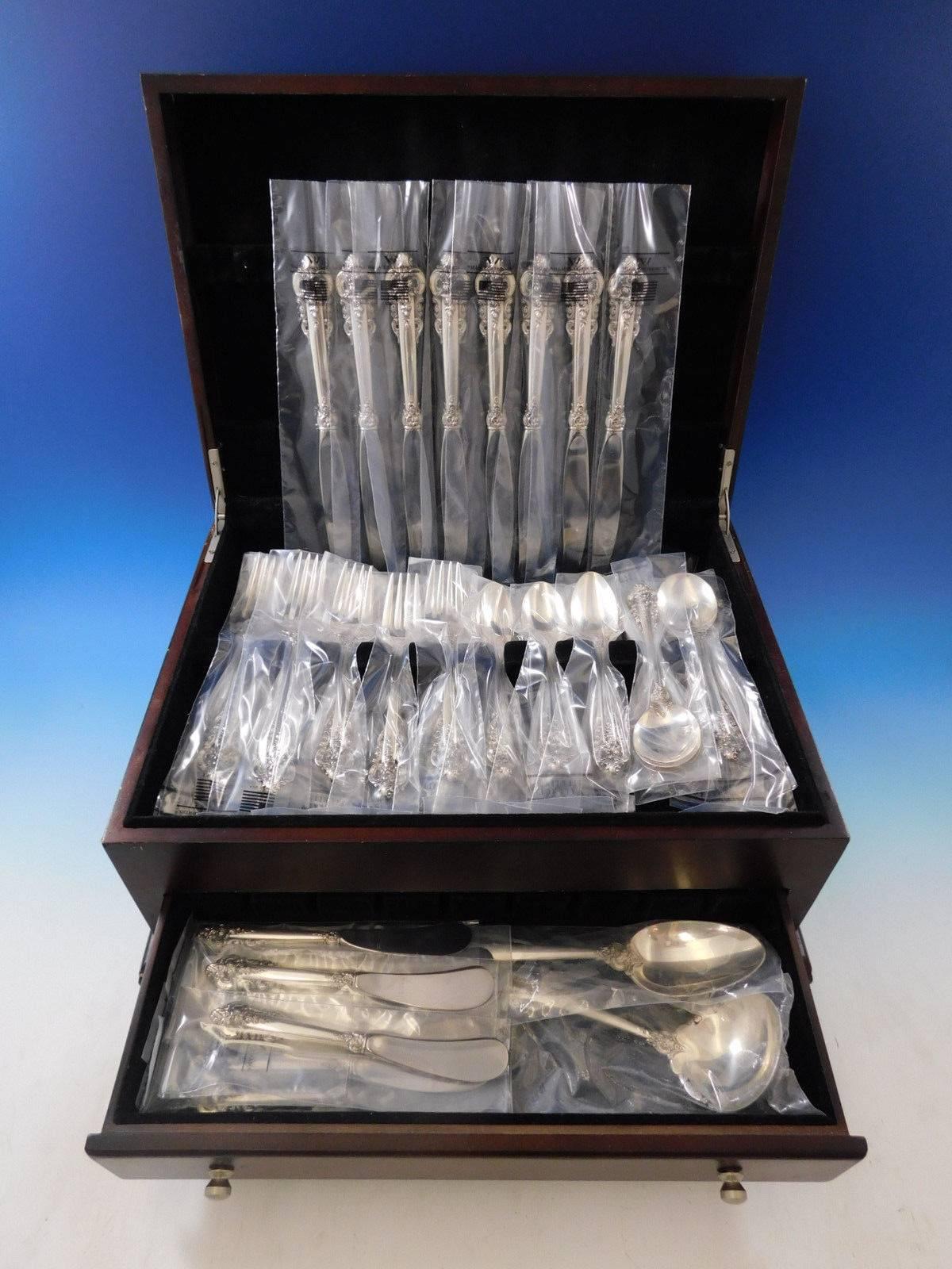 Grande Baroque by Wallace Sterling Silver Flatware Set Service 50 Pieces New 4