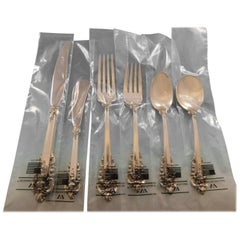 Grande Baroque by Wallace Sterling Silver Flatware Set Service 50 Pieces New