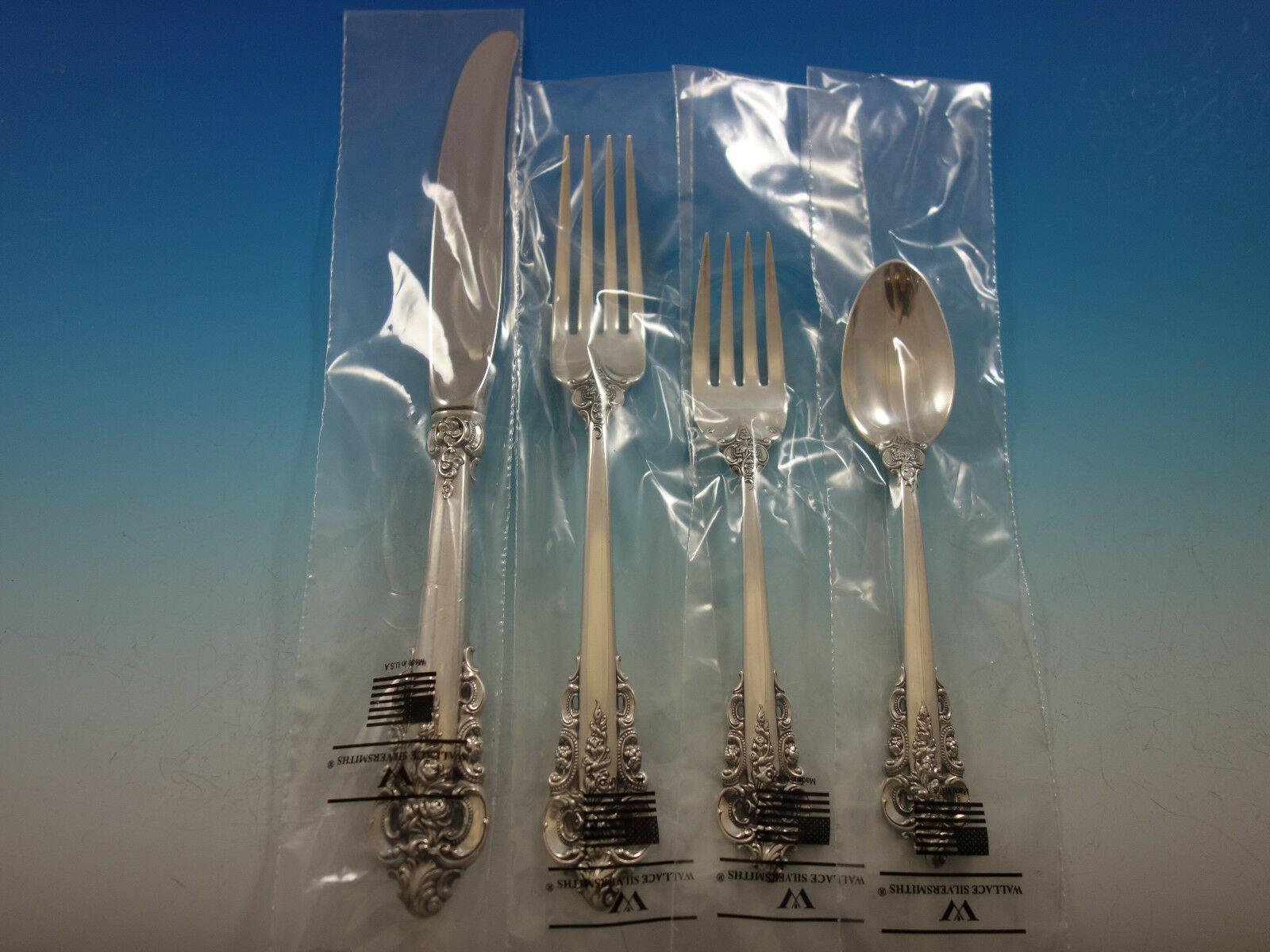 Grande Baroque by Wallace Sterling Silver Flatware Set Service 70 Pc Dinner New In Excellent Condition For Sale In Big Bend, WI