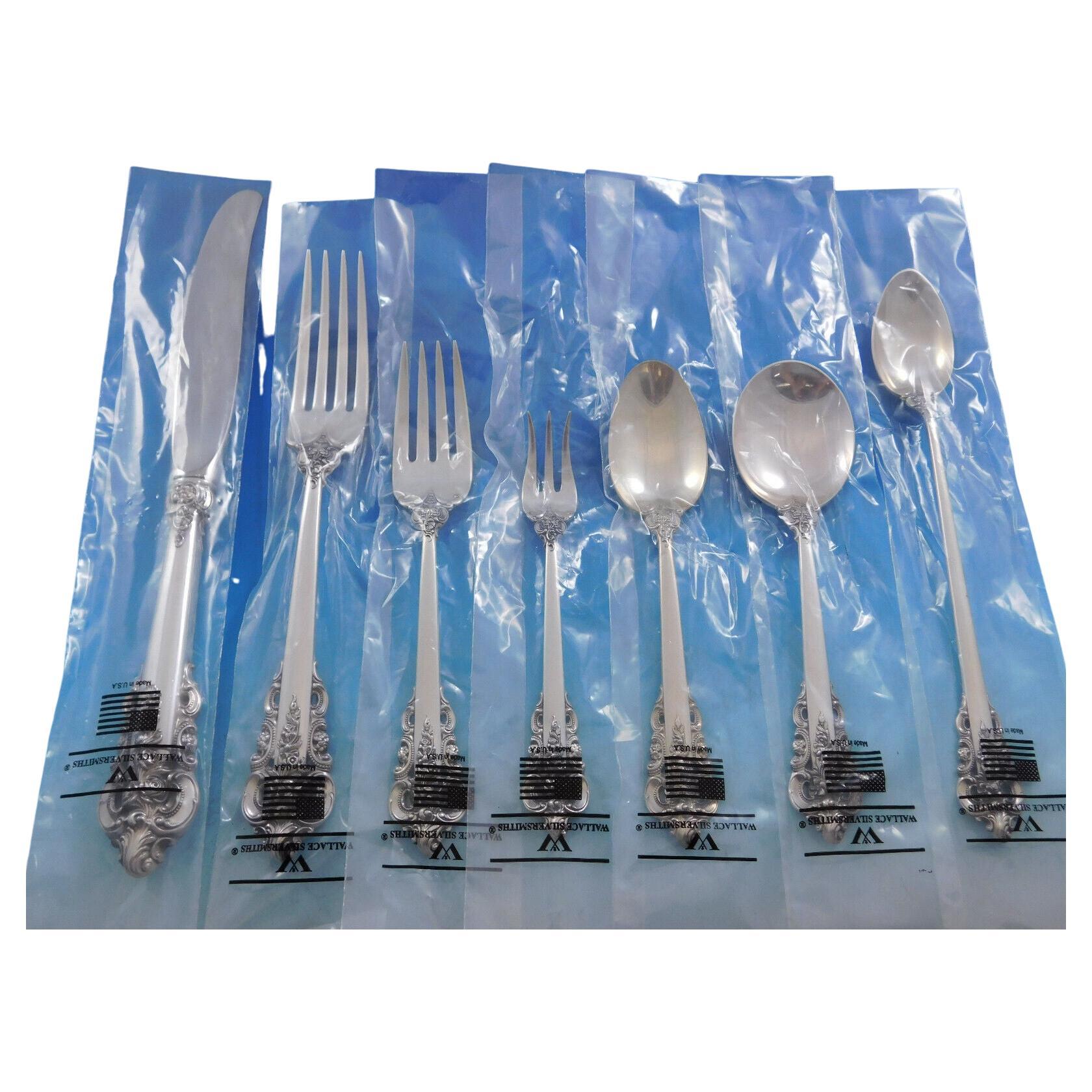 Grande Baroque by Wallace Sterling Silver Flatware Set Service 92 Pc Dinner New For Sale