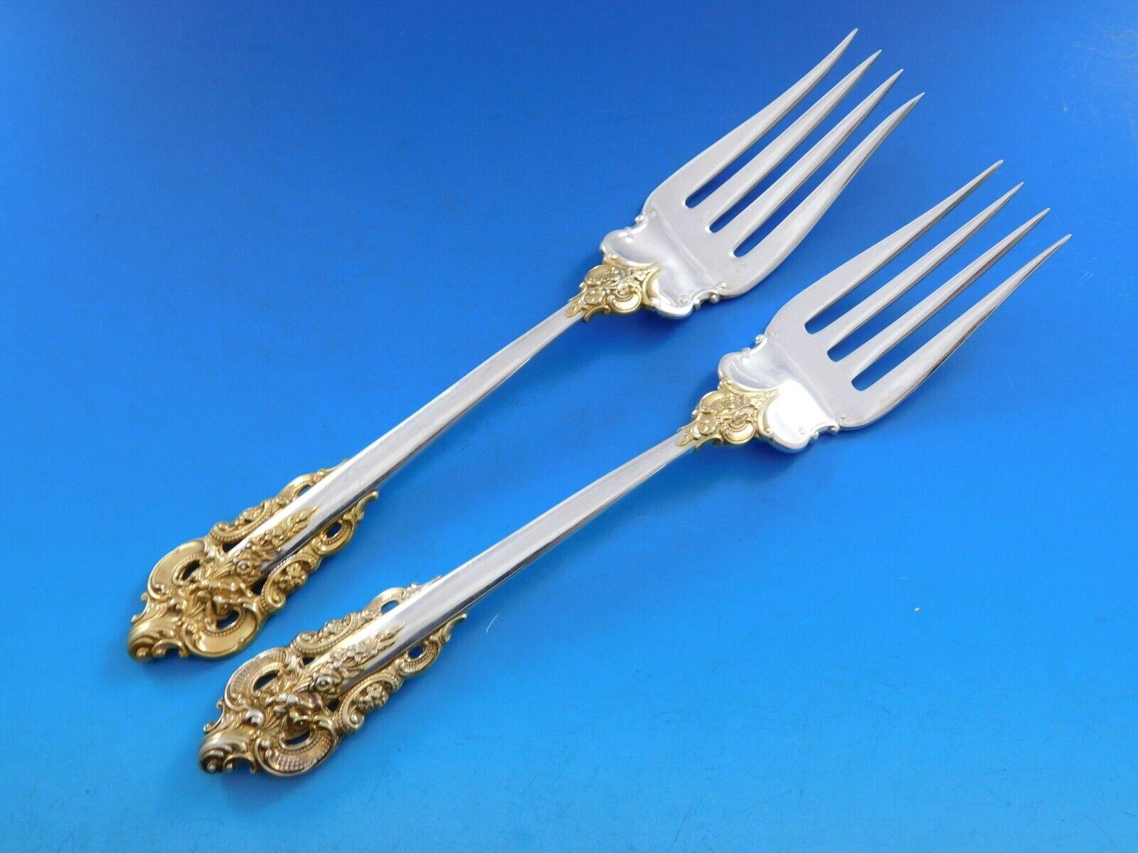 Grande Baroque Gold Accent by Wallace Sterling Silver Flatware for 12 Set 79 pcs For Sale 4
