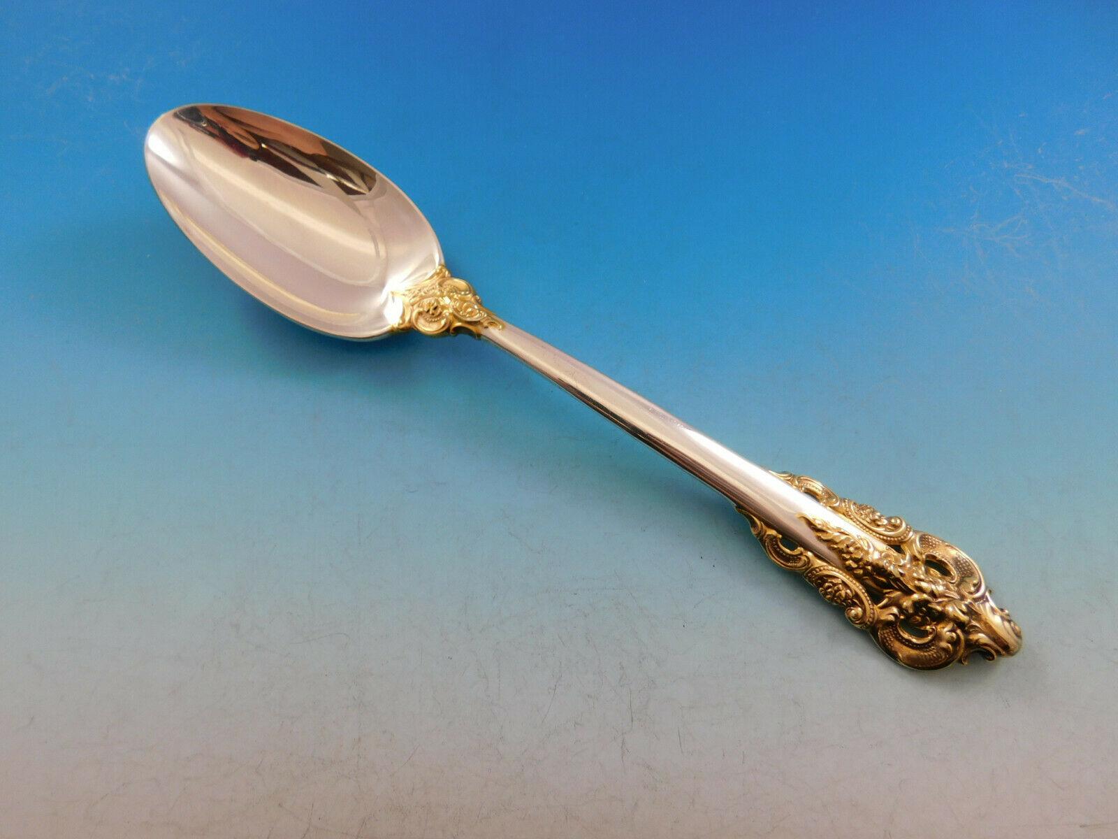 20th Century Grande Baroque Gold Accent by Wallace Sterling Silver Flatware for 8 Set 45 Pcs