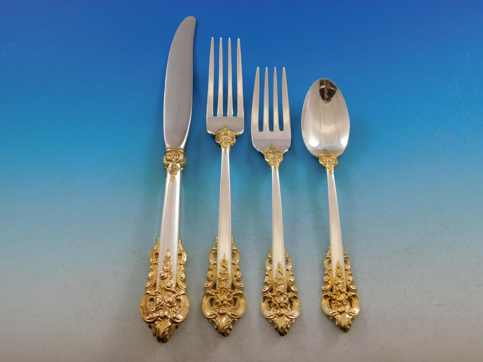 Grande Baroque Gold Accents by Wallace Sterling Silver Olive Spoon Ideal Custom 