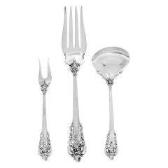 Grande Baroque Sterling Silver Flatware Set by Wallace, Patented in 1941