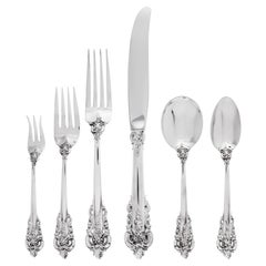Grande Baroque Sterling Silver Flatware Set by Wallace, Patented in 1941