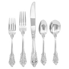 Used "Grande Baroque" Sterling Silver Flatware Set by Wallace, Patented in 1941