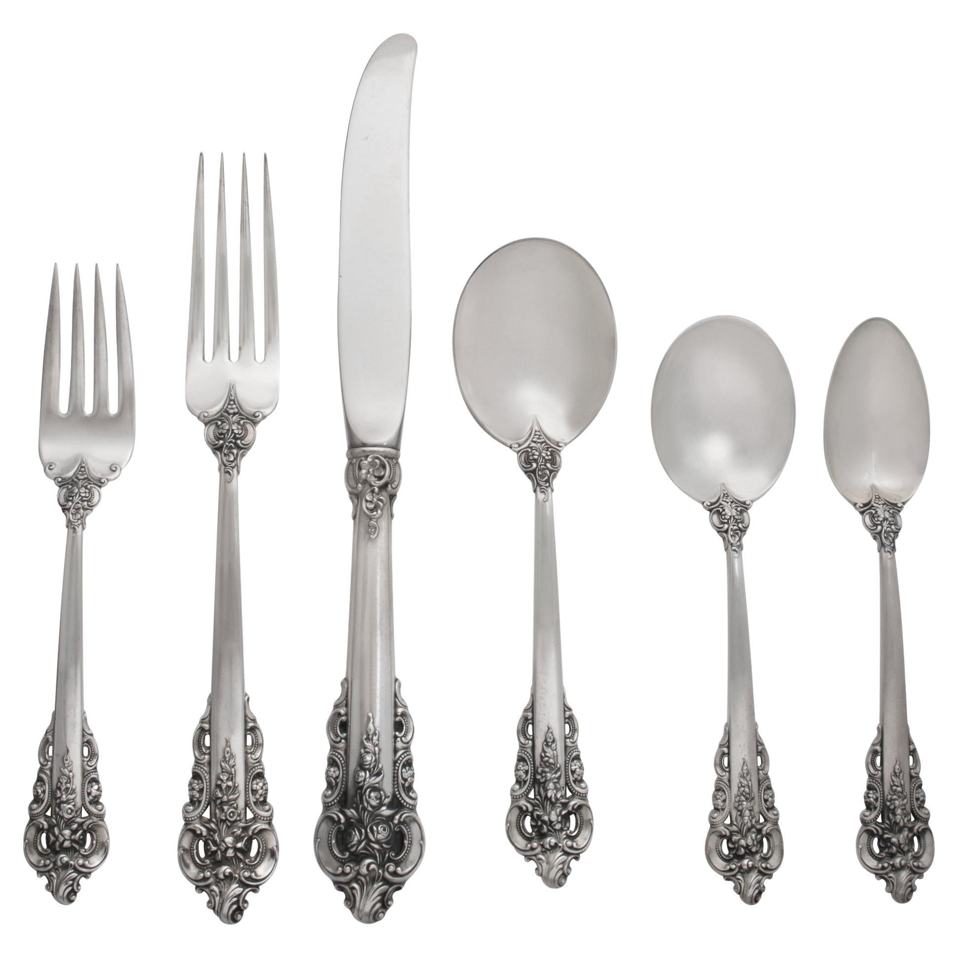 Grande Baroque" Sterling Silver Flatware Set by Wallace, Patented in 1941  For Sale at 1stDibs | wallace silverware surfside