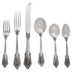 Used "Grande Baroque" Sterling Silver Flatware Set by Wallace, Patented in 1941