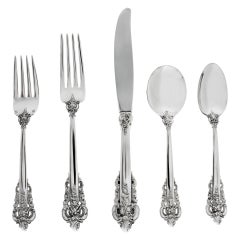 Grande Baroque Sterling Silver Flatware Set Patented 1941 by Wallace