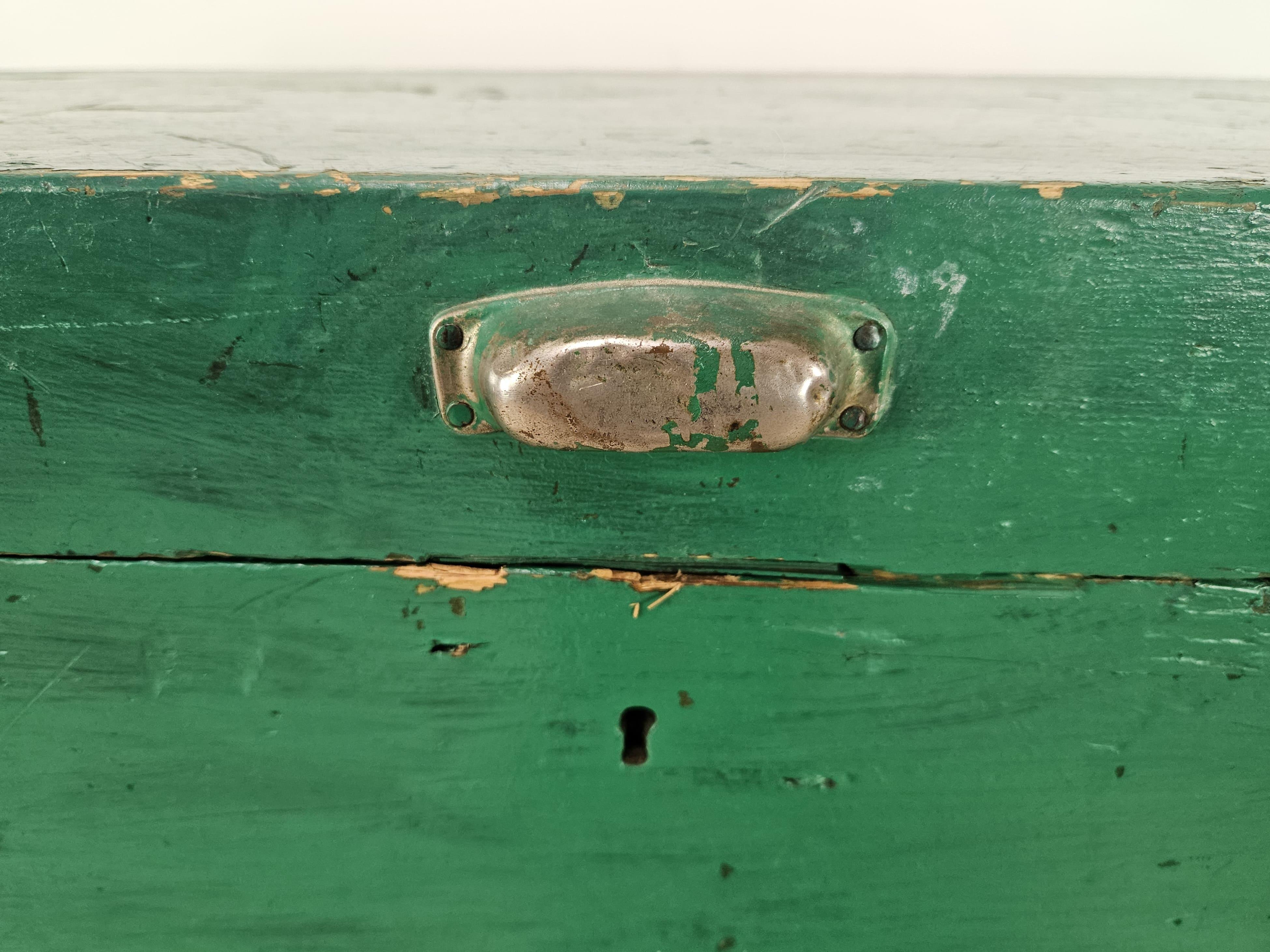 Iron Grande baule da viaggio in legno dipinto For Sale