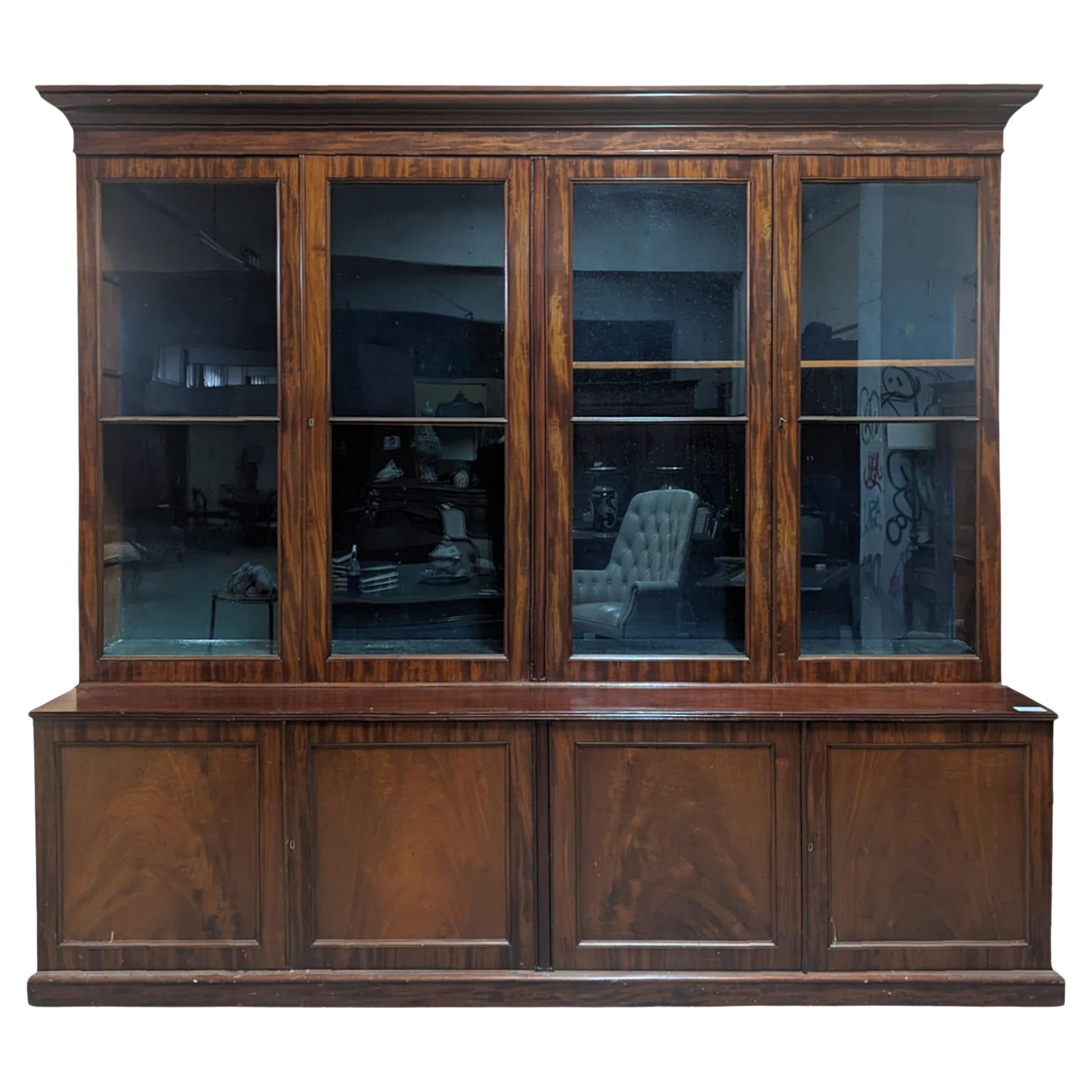 19th Century English Style Mahogany Bookcase  For Sale