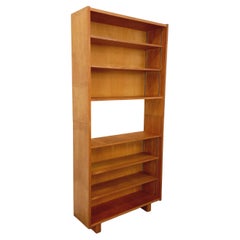 Grande bibliothèque étagère vintage en bois de chêne des années 50 60