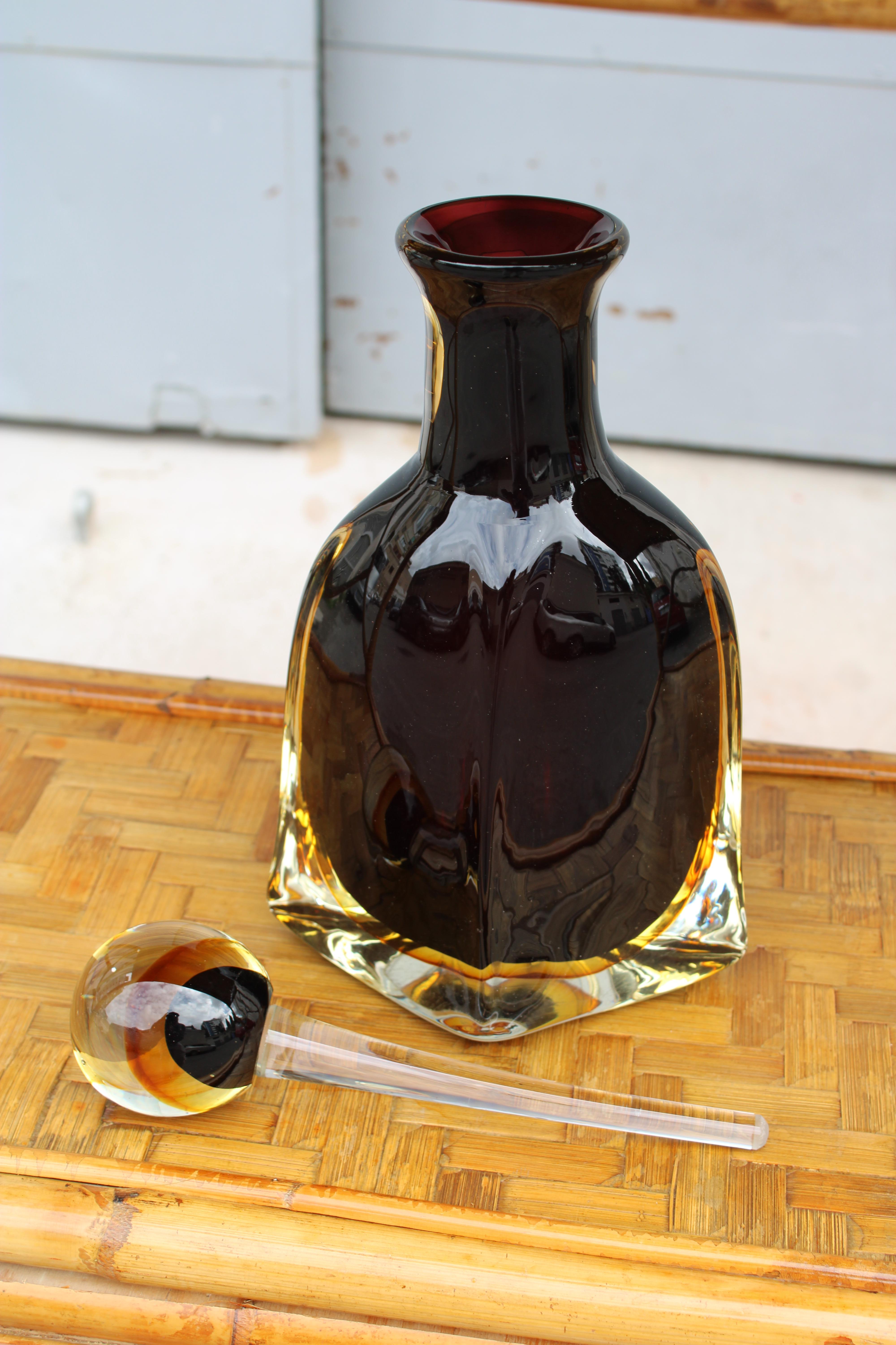 Flavio De Poli Gran Botella de Cristal de Murano con Tulipas 1960 Moderno de mediados de siglo en venta