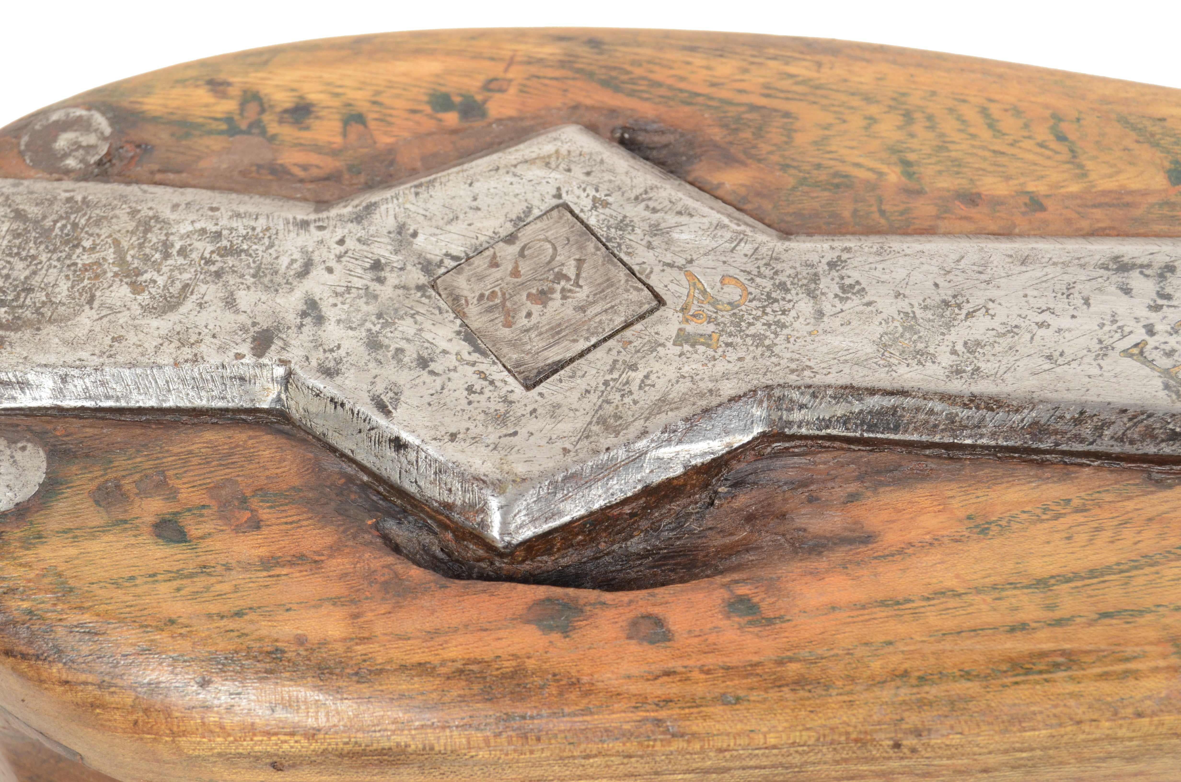 Grande bozzello en legno e acciaio con puleggia en legno duro. Inghilterra 1850 en vente 12