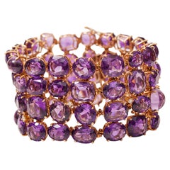 Pulsera grande Oor de oro rosa de 18 quilates con amatistas y diamantes