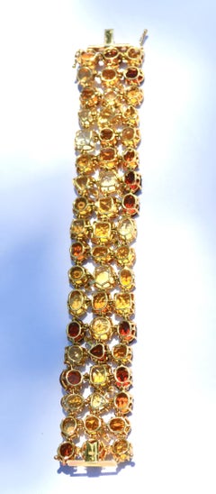 Pulsera grande de oro amarillo de 18 quilates con cuarzos citrinos y diamantes