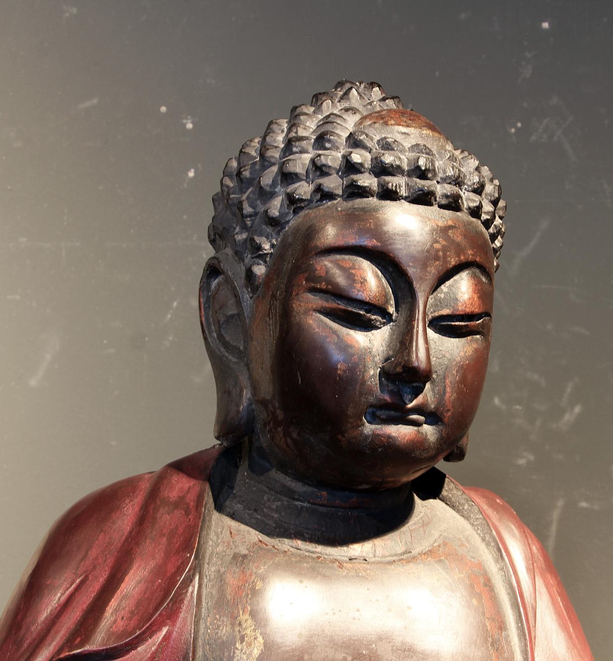 Ming Grande Buddha Cinese in Legno For Sale