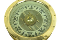 Large brass nautical compass  signed OBSERVATOR Rotterdam of the 1930s
