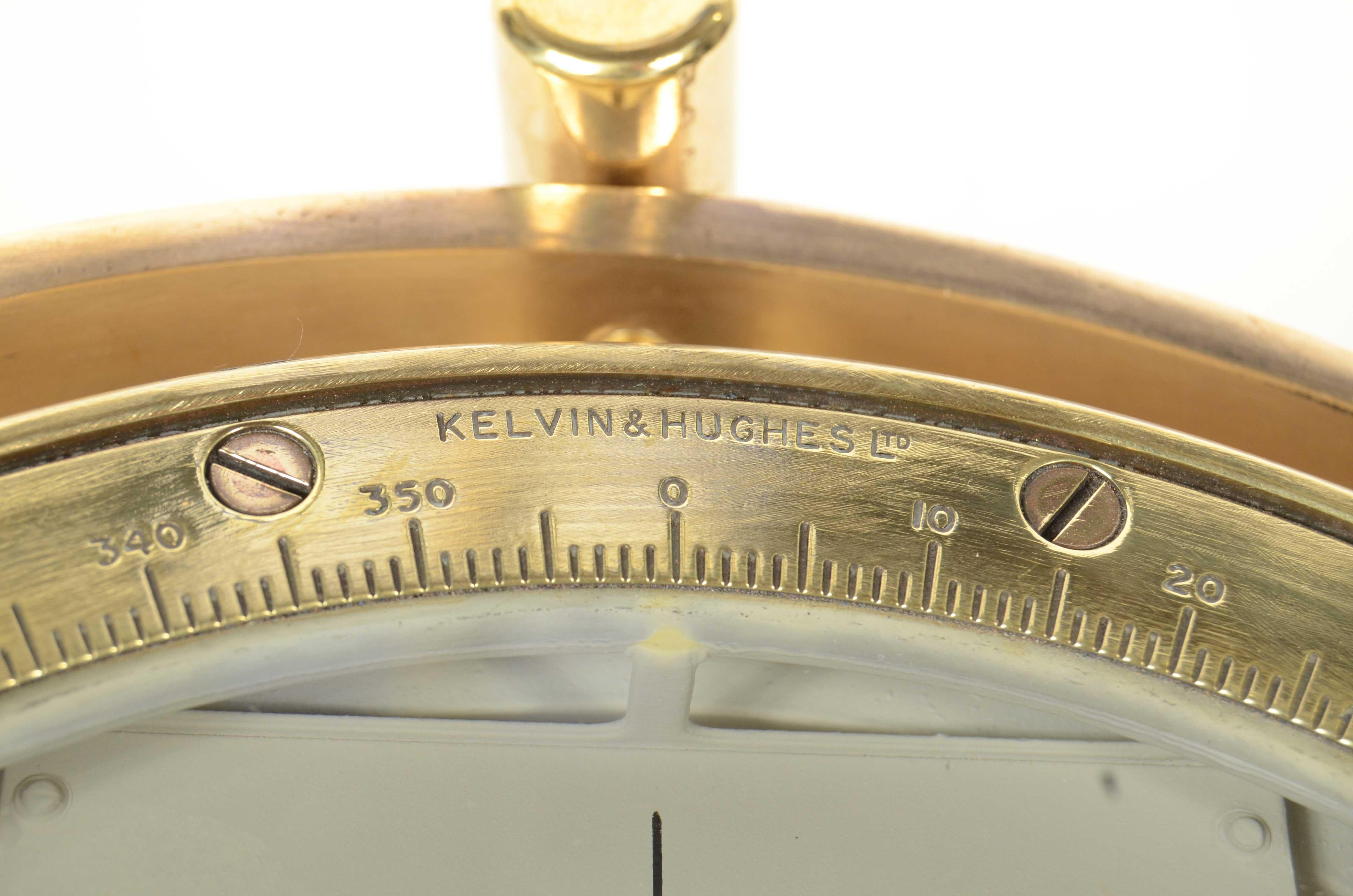 Gran brújula náutica magnética de latón firmada KELVIN & HUGHES principios del siglo XX en venta 6