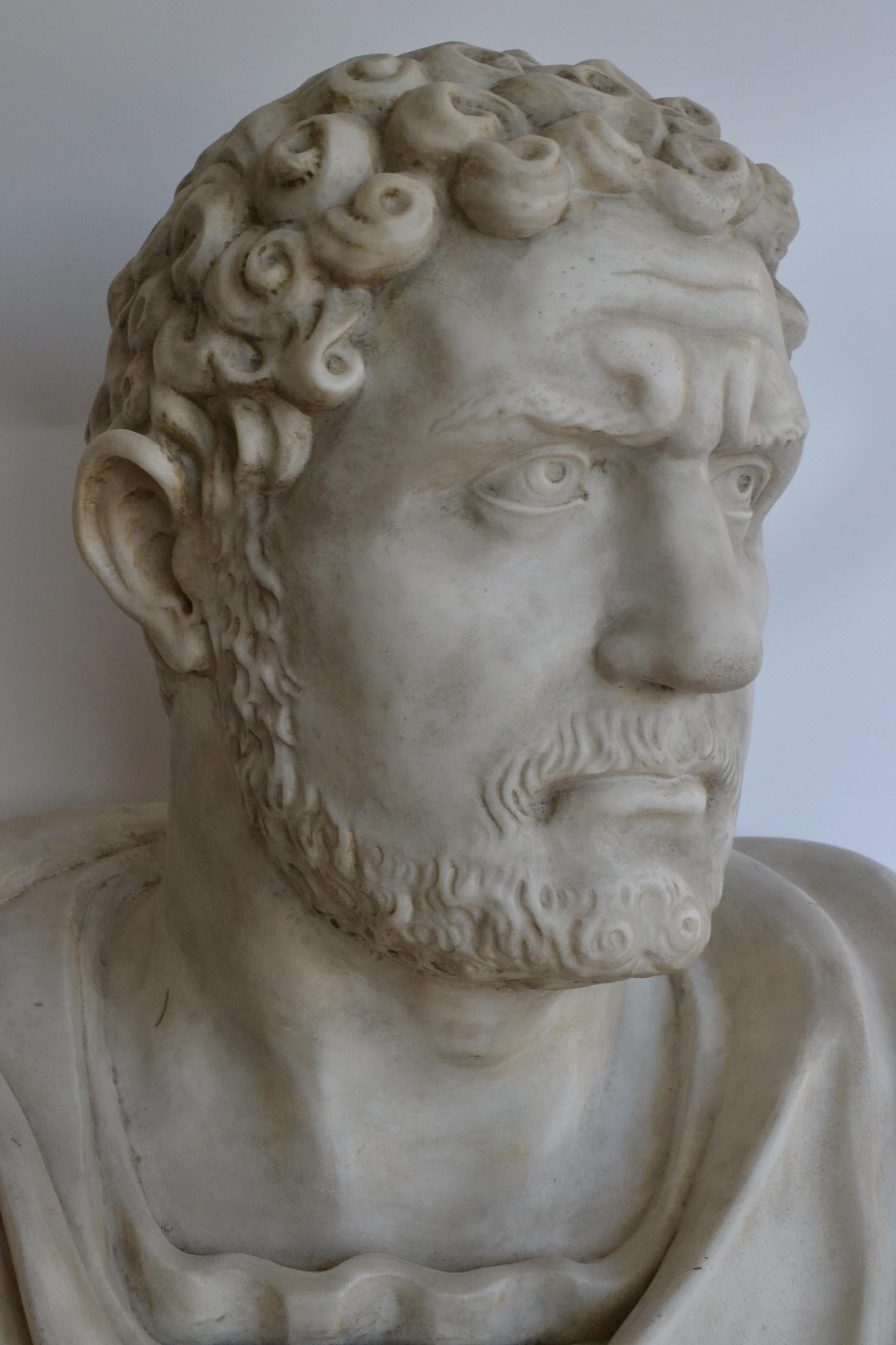 Classical Roman Grande Busto Caracalla scolpito su bellissimo marmo bianco (made in italy) For Sale