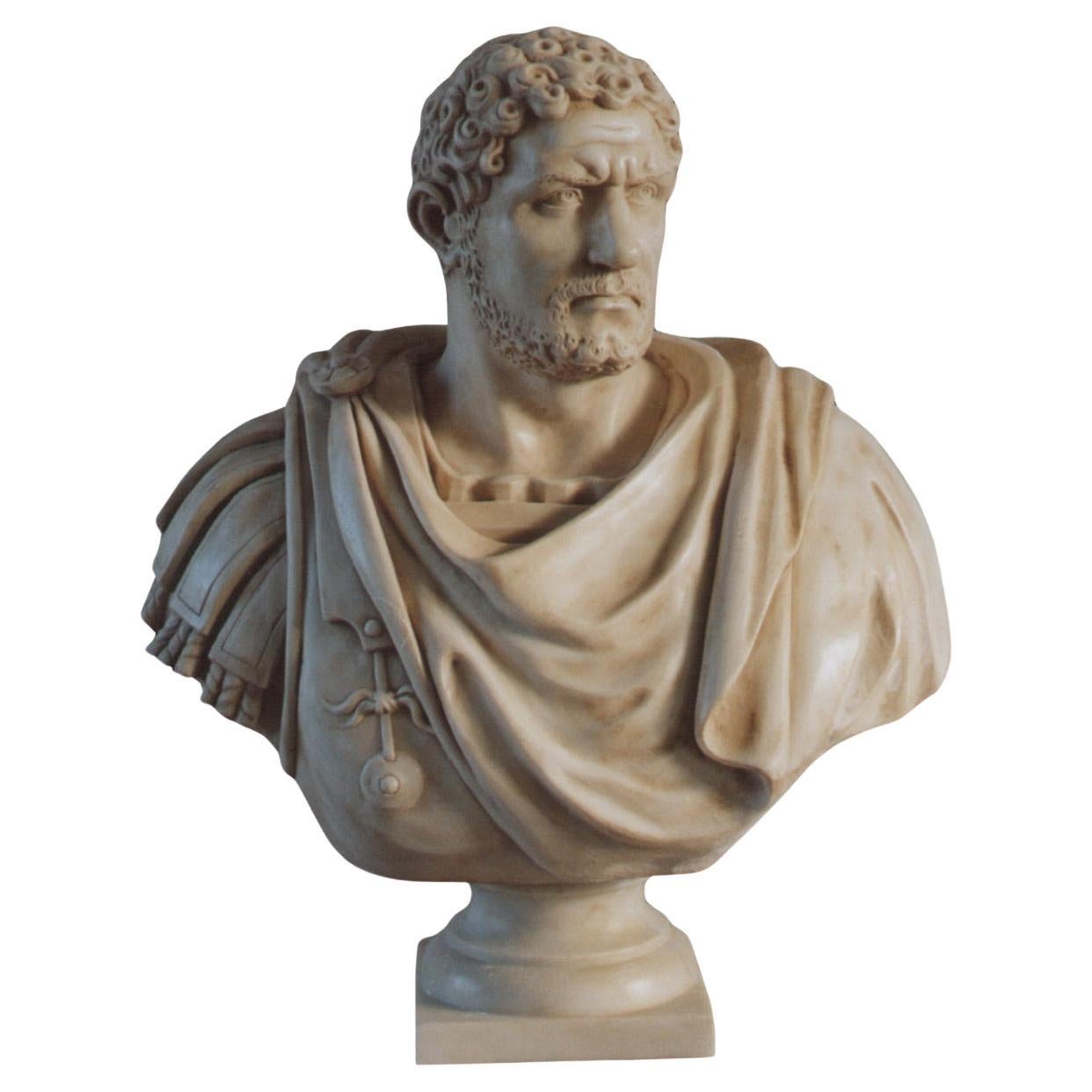 Grande Busto Caracalla scolpito su bellissimo marmo bianco (fabricé en Italie)