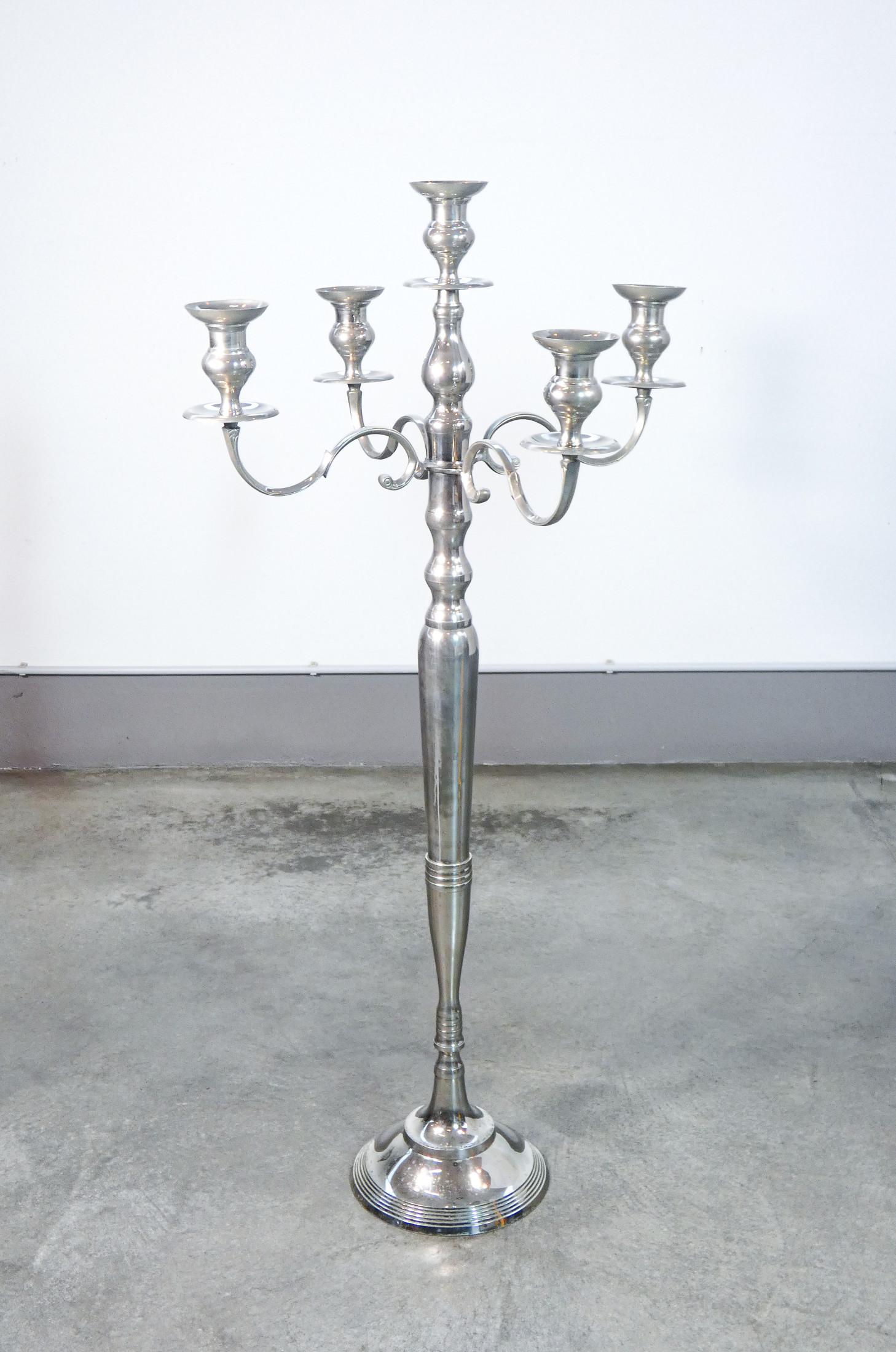 Gran candelabro de pie, linterna metálica de cinco lúmenes, estilo Luis XVI Italian en venta