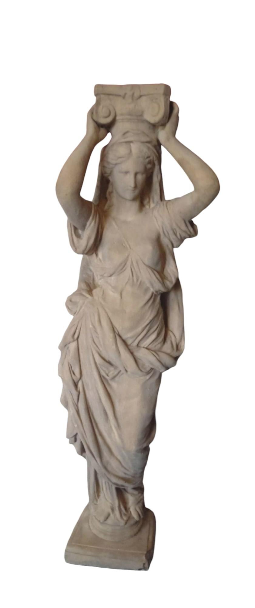 Mid-20th Century Grande Cariatide in Antique Style in Reconstituted Stone For Sale