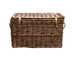 Gran cesta de ratán con tapa, Italia Años 60