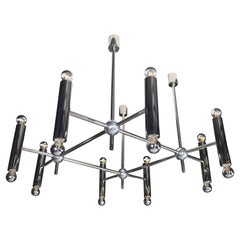 Grande lampadario in acciaio lucido a 16 luci Germania 1960