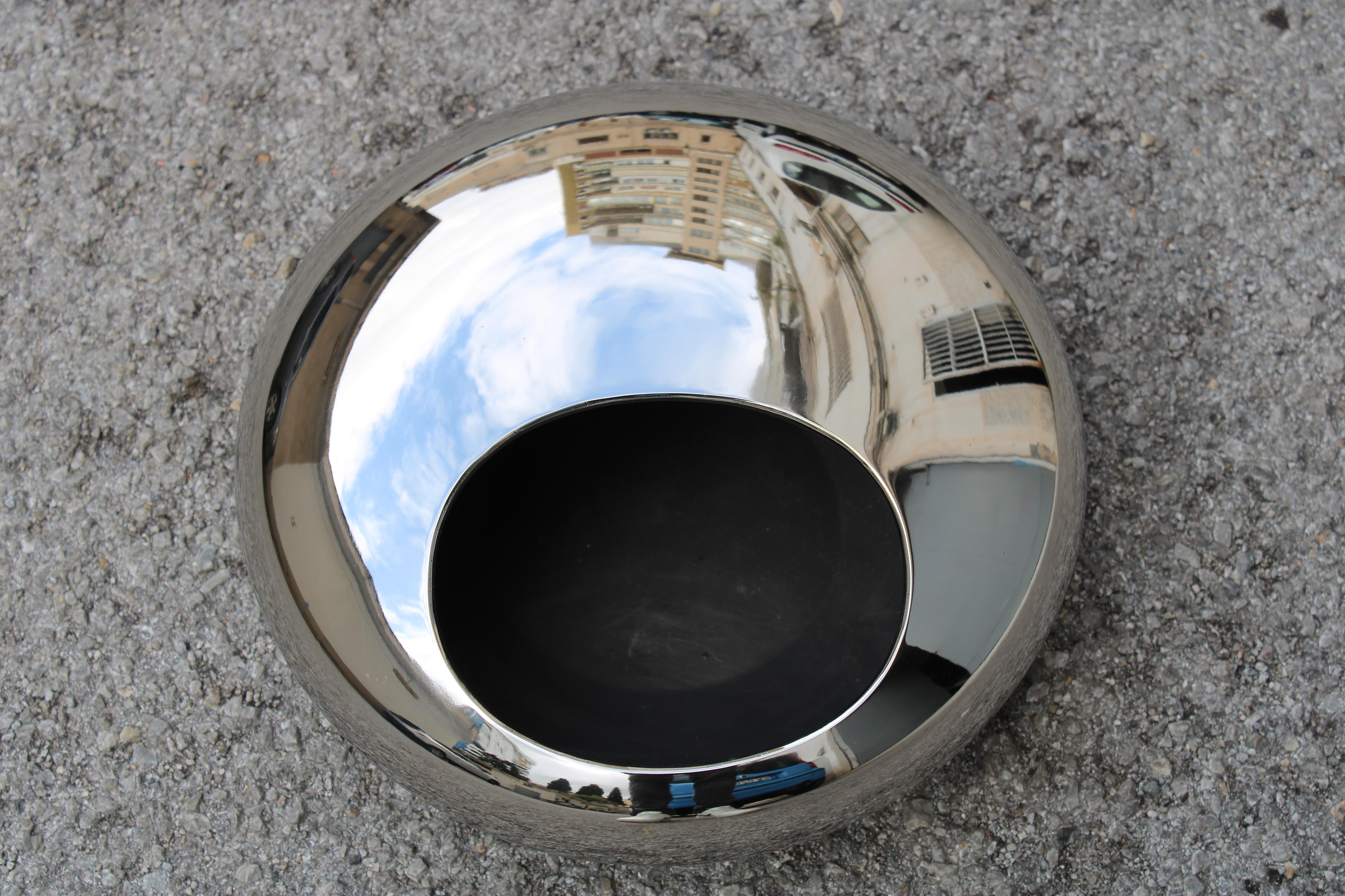 Mid-Century Modern Grand bol moderniste en laiton argenté 1970 Mazzucconi Florence en vente