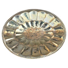 Large Oval Bowl in Hand Embossed Brass 1960 Italy