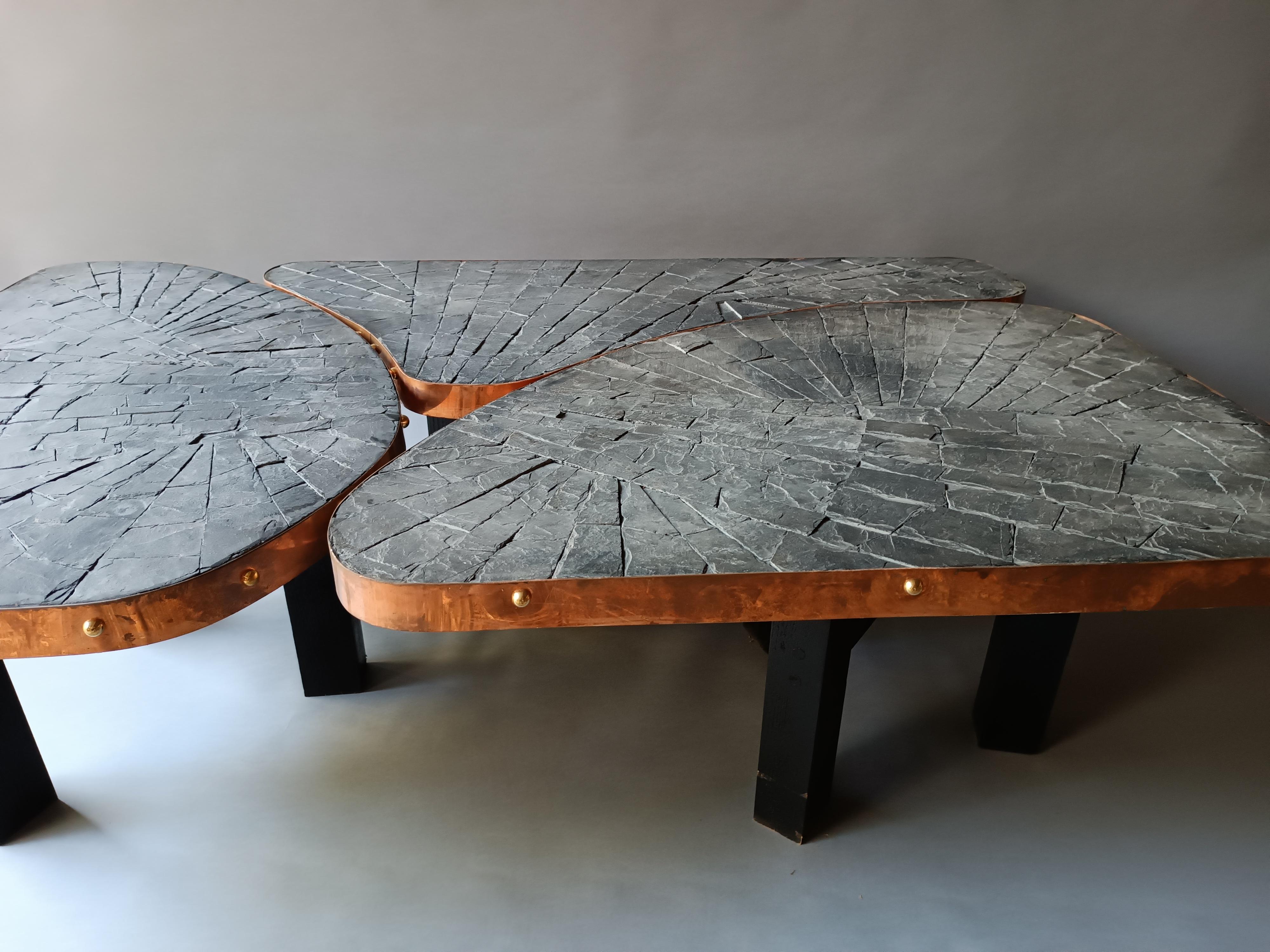 Marquetry Grande Coffee Table Modulable En Marqueterie D'ardoise For Sale