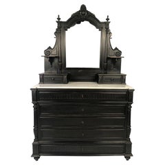 Grande Commode Psyché En Bois Noirci Napoléon III