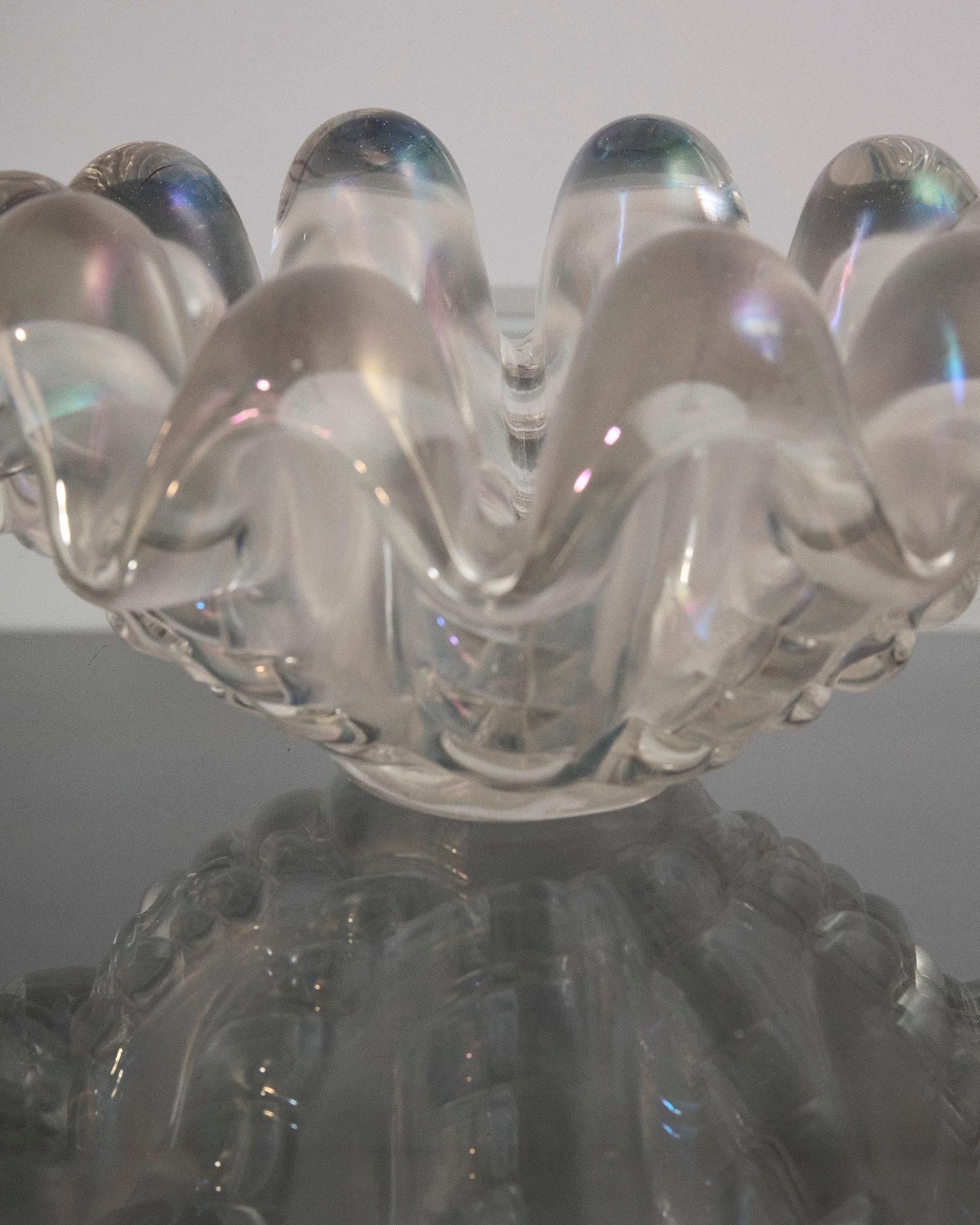 Italian Grand coquillage nervuré en verre de Murano, Barovier&Toso, Italie en vente