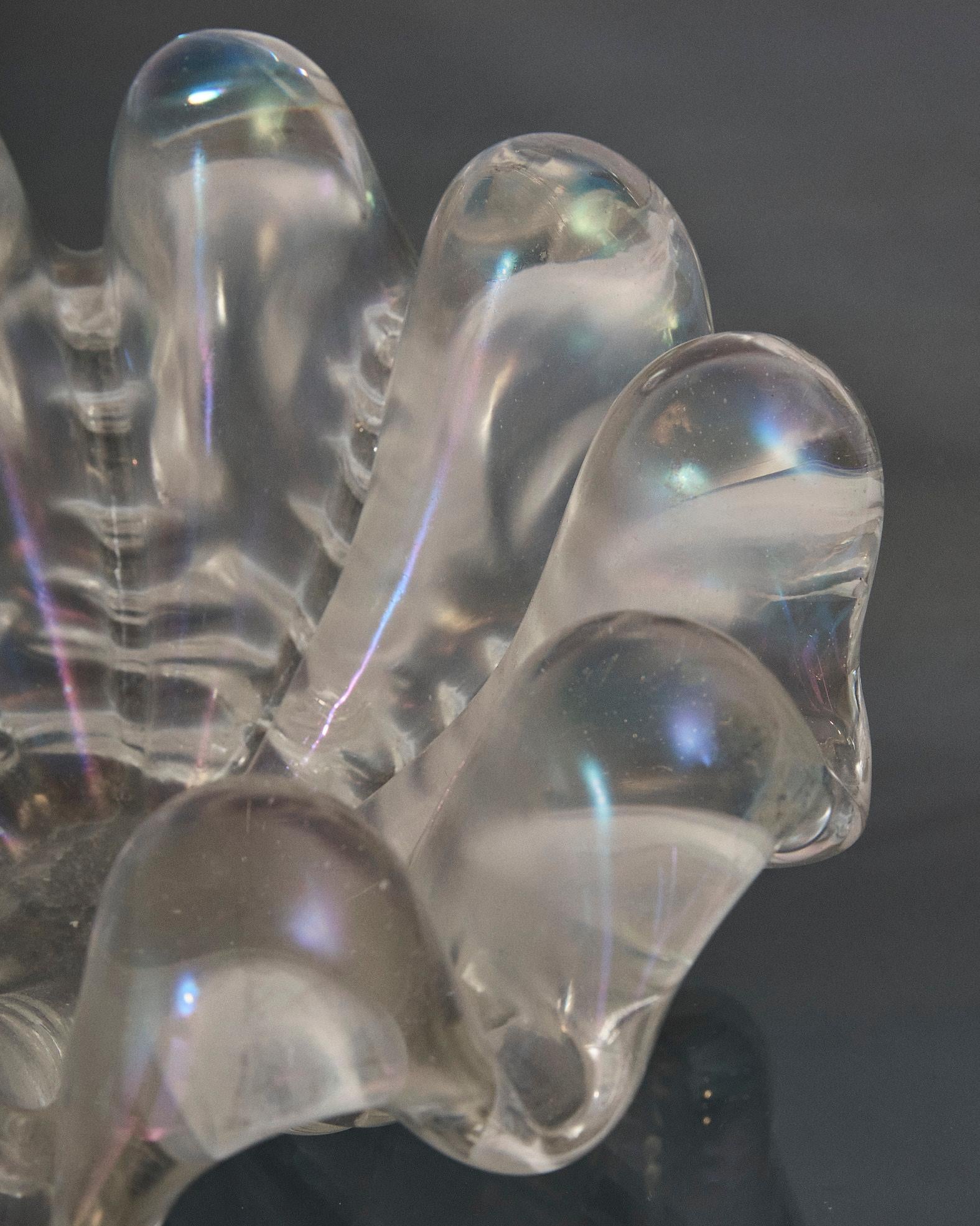 Verre de Murano Grand coquillage nervuré en verre de Murano, Barovier&Toso, Italie en vente